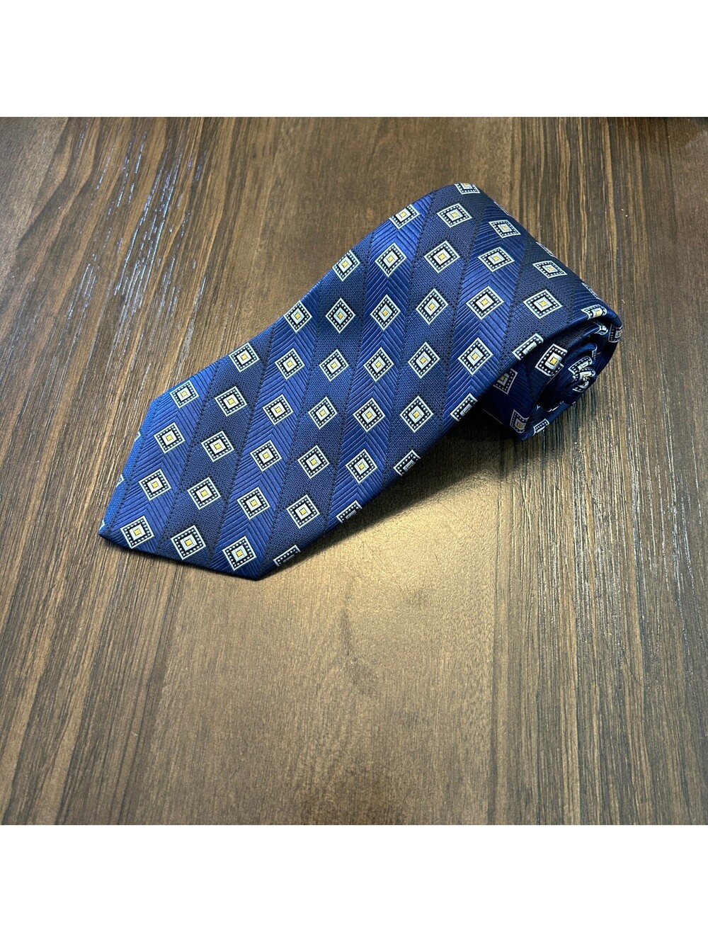 Vintage Y2K 90s Executive Collection for Tom James 100% Silk Geometric Print Tie